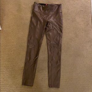 Spanx Faux Leather Brown/Bronze Leggings M